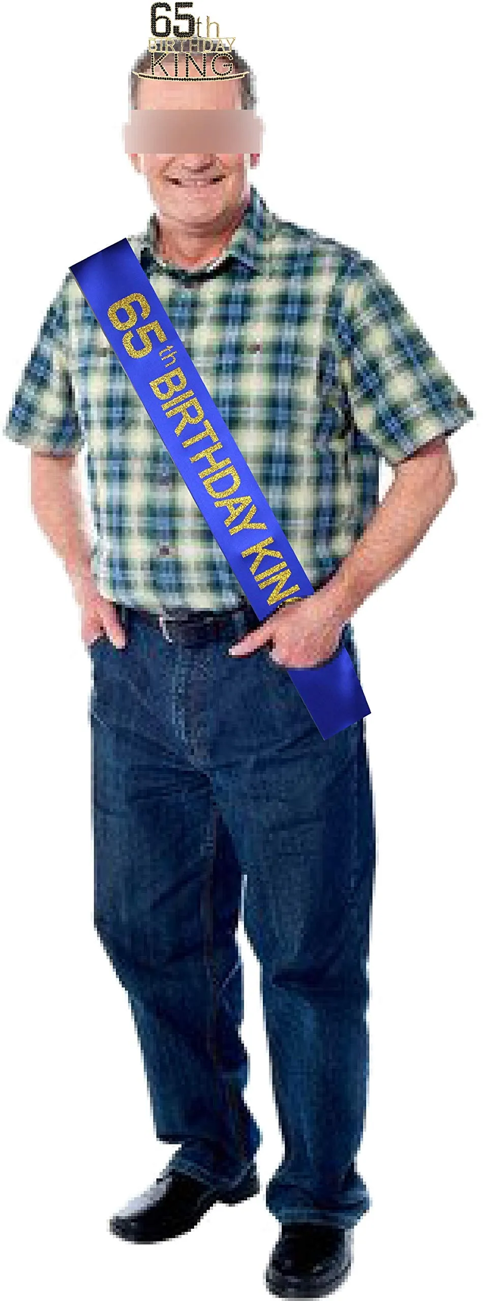 65th Birthday Gifts for Men, 65th Birthday King Crown, 65th Birthday King Sash, 65th