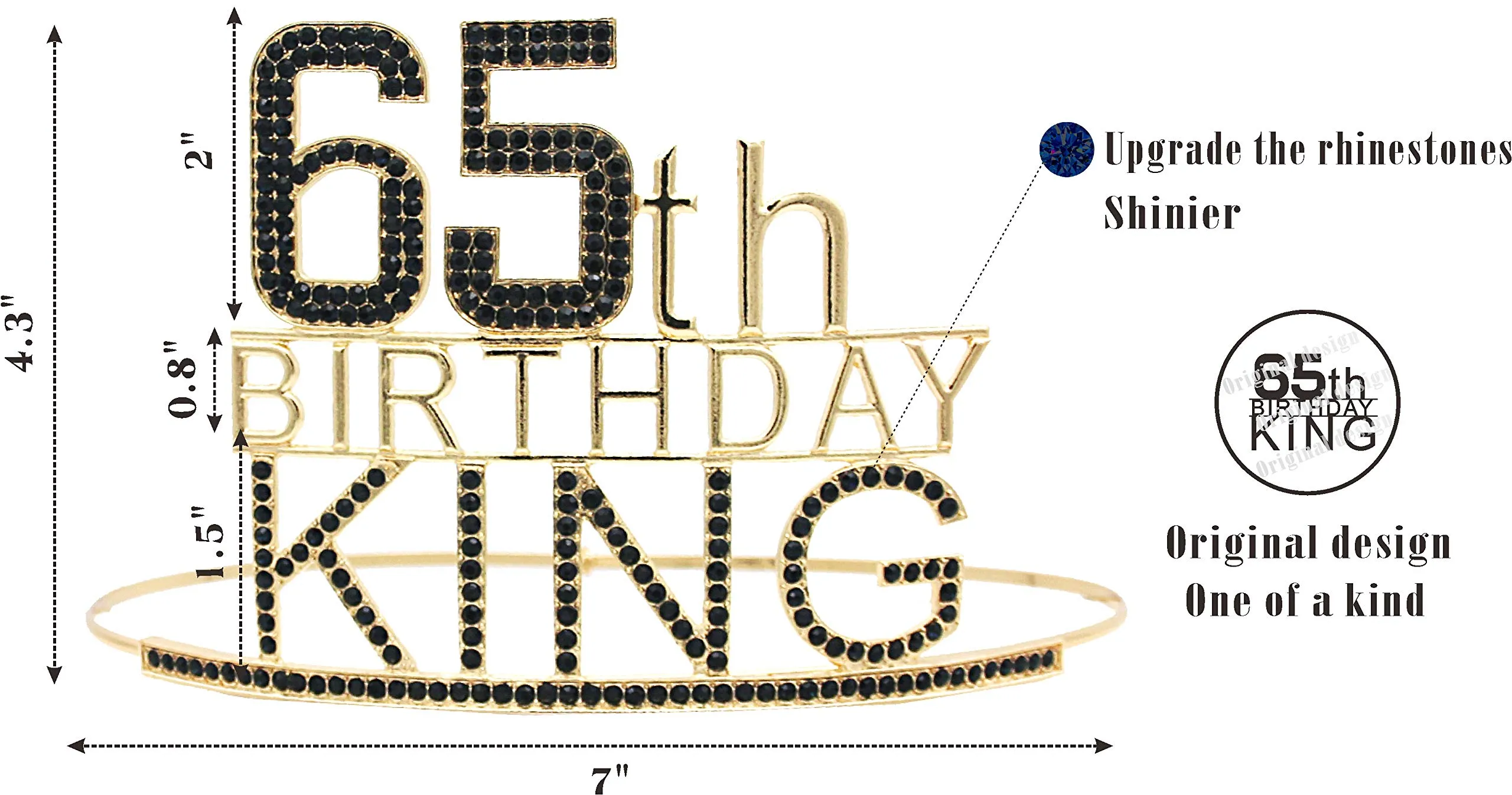 65th Birthday Gifts for Men, 65th Birthday King Crown, 65th Birthday King Sash, 65th