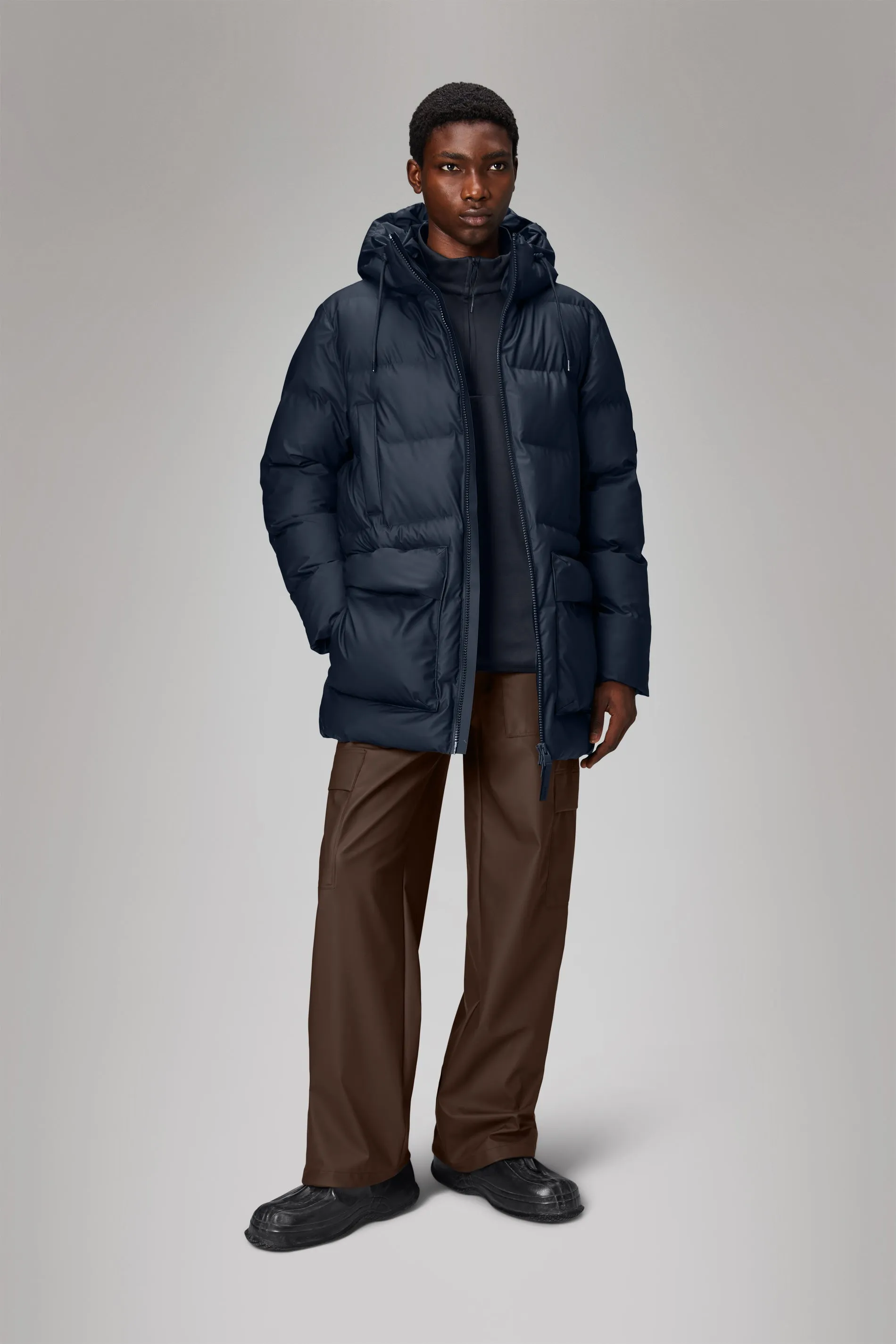 Alta Long Puffer Cargo Jacket - Navy