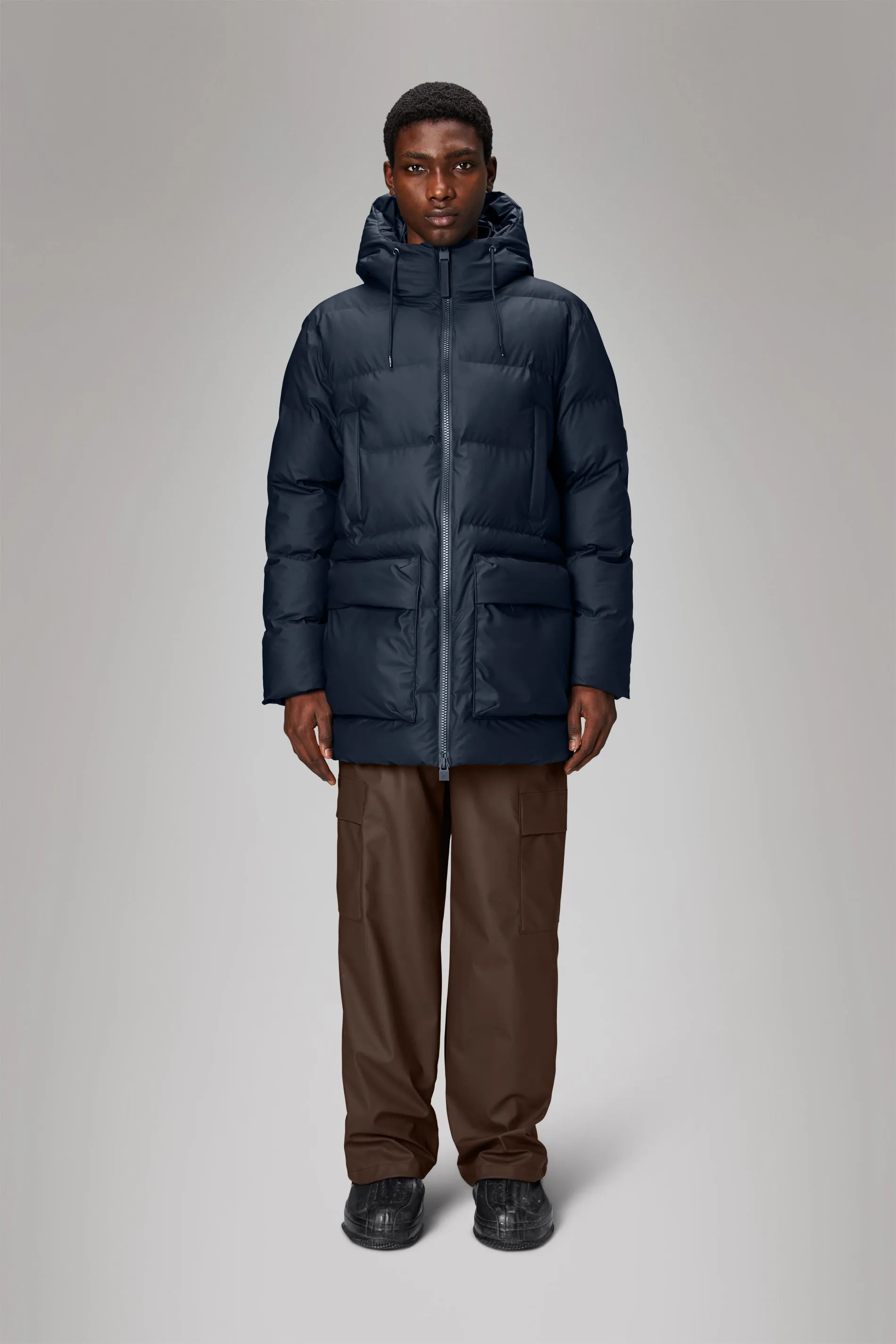 Alta Long Puffer Cargo Jacket - Navy