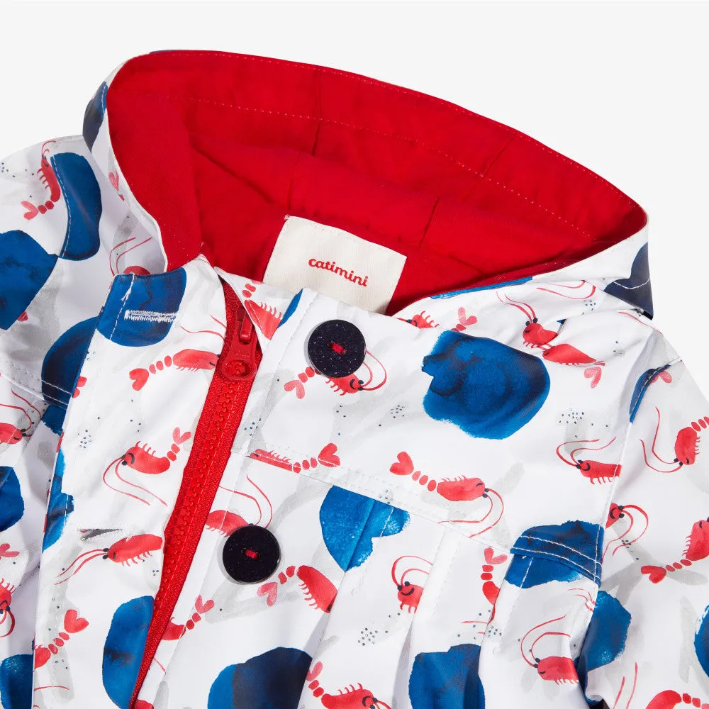 Baby girl marine printed rubberized rain jacket