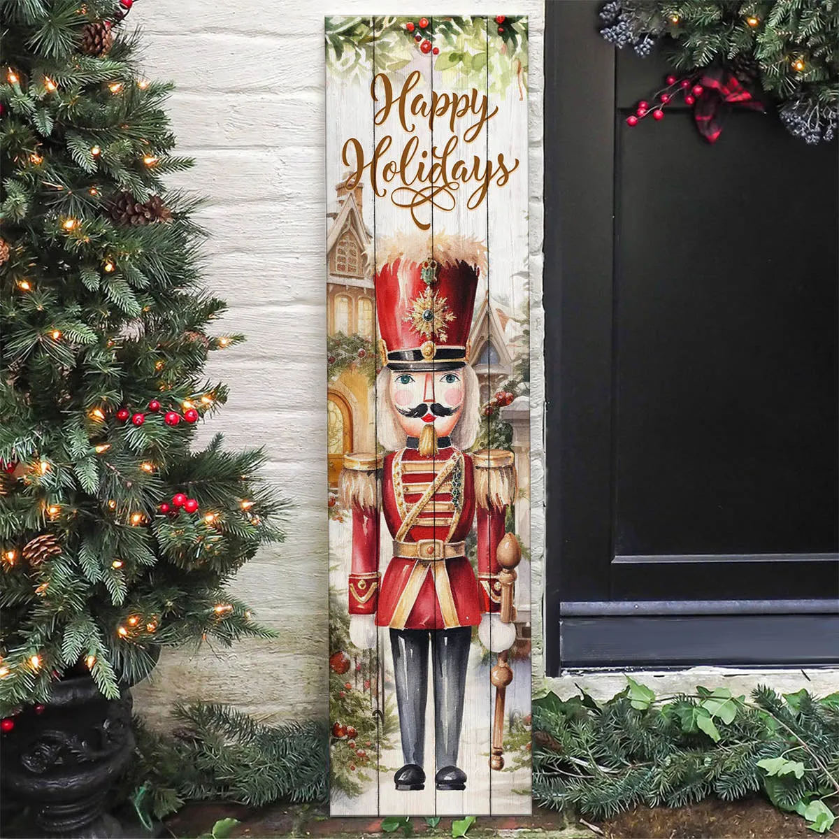 Christmas Themed Vertical Wood Plank Indoor / Outdoor Signs - 10" x 36" - SEVERAL OPTIONS