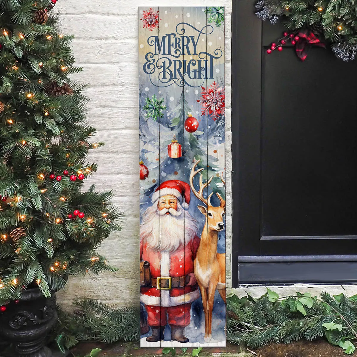 Christmas Themed Vertical Wood Plank Indoor / Outdoor Signs - 10" x 36" - SEVERAL OPTIONS