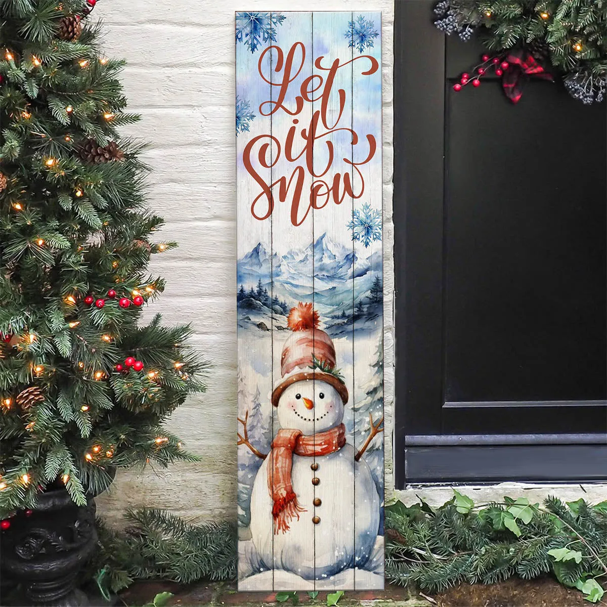 Christmas Themed Vertical Wood Plank Indoor / Outdoor Signs - 10" x 36" - SEVERAL OPTIONS