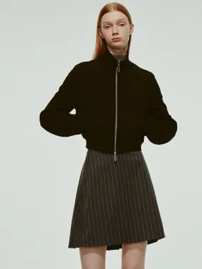 Cotton Zip Plain Chic Simple Short Parka
