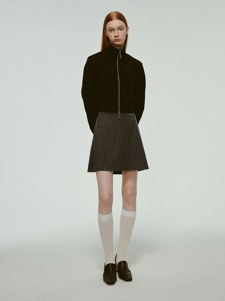 Cotton Zip Plain Chic Simple Short Parka