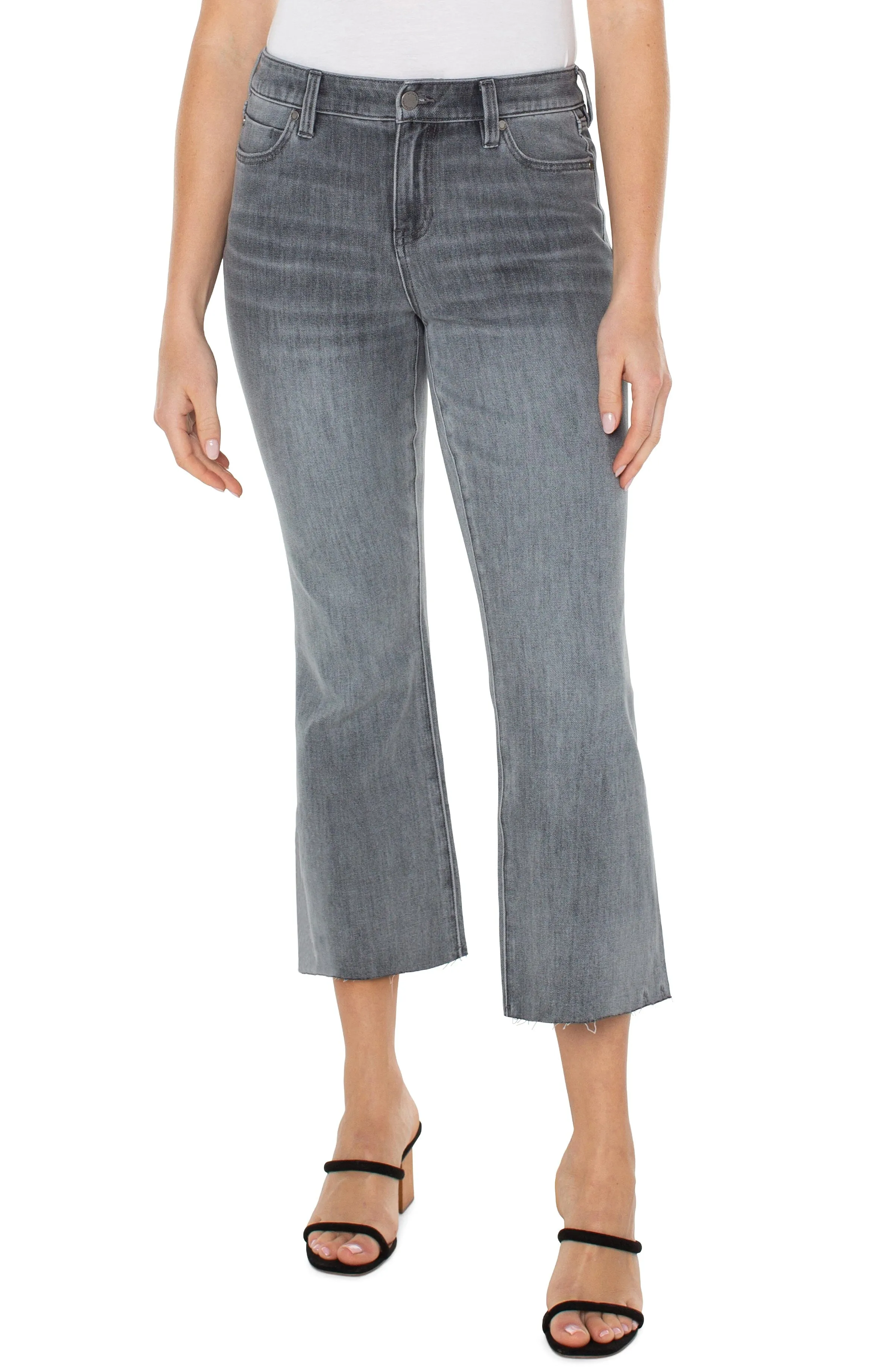 CROP FLARE GREY WASH HANNAH JEAN WITH FRAY HEM