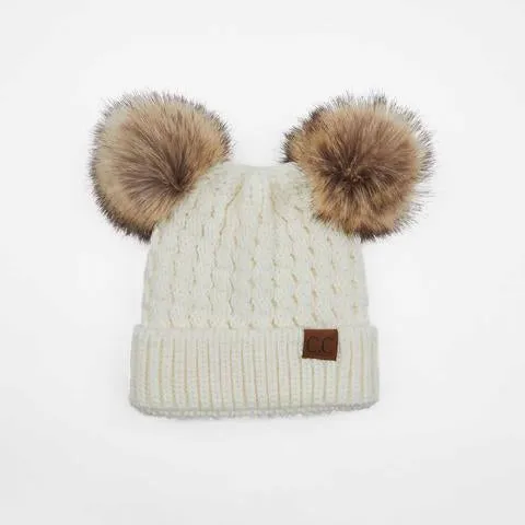 Double Fur Pom CC Beanie (Multiple Colors)