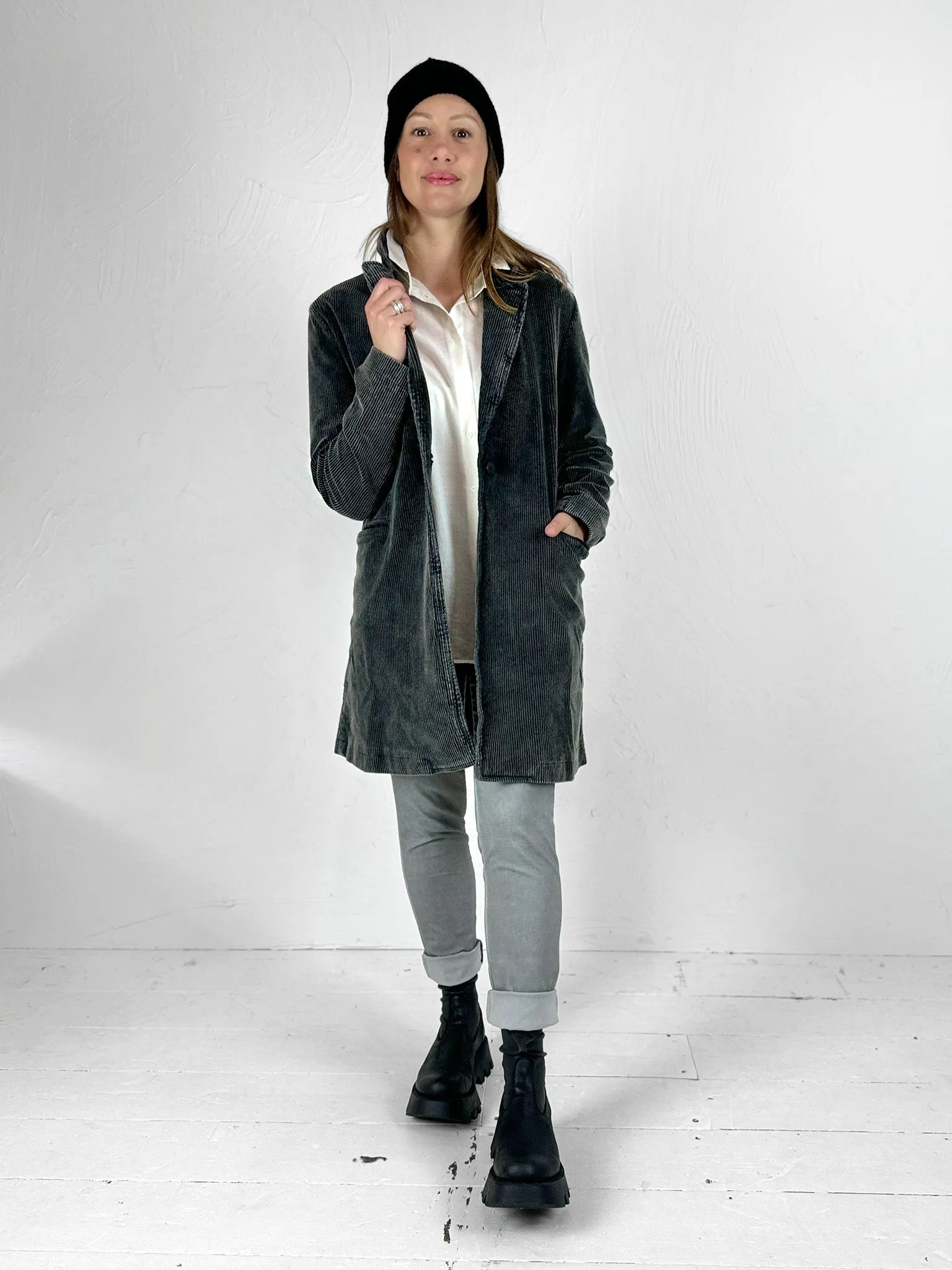 Down Town Long Corduroy Blazer