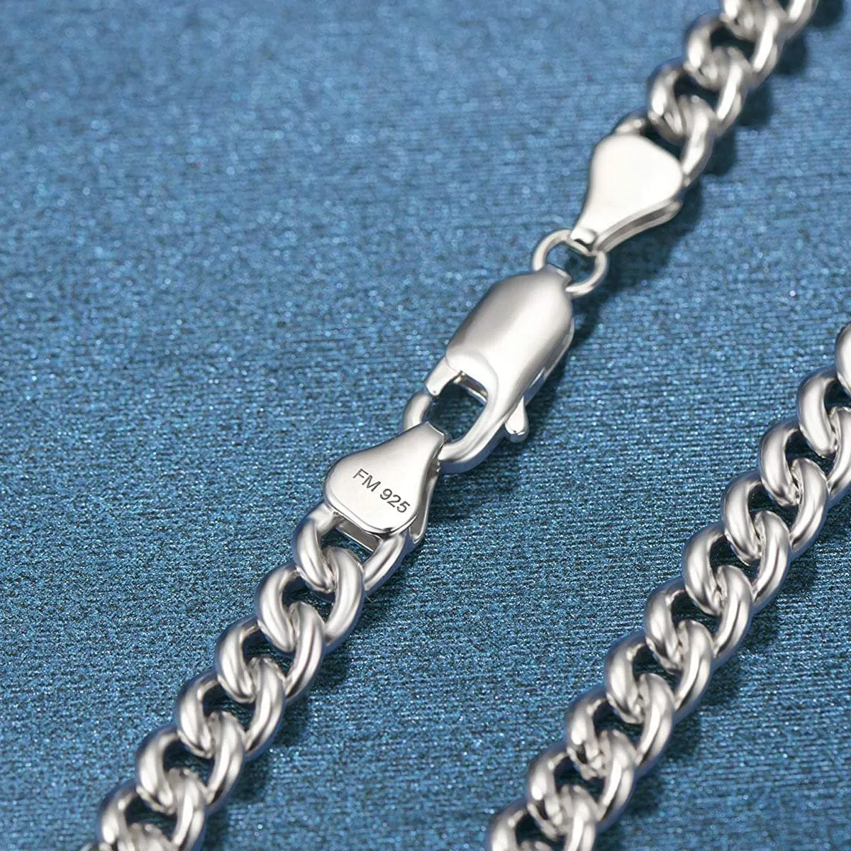 FANCIME Mens Cuban Link Chain Sterling Silver Bracelet