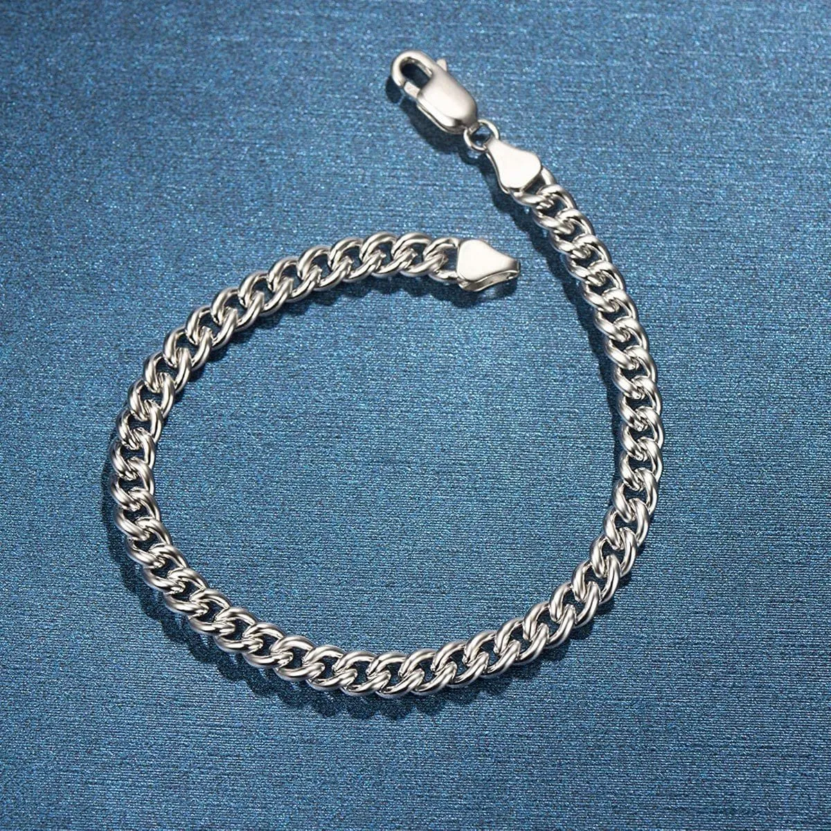 FANCIME Mens Cuban Link Chain Sterling Silver Bracelet