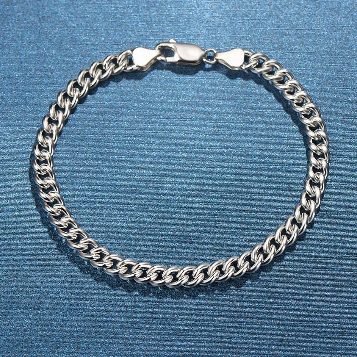 FANCIME Mens Cuban Link Chain Sterling Silver Bracelet