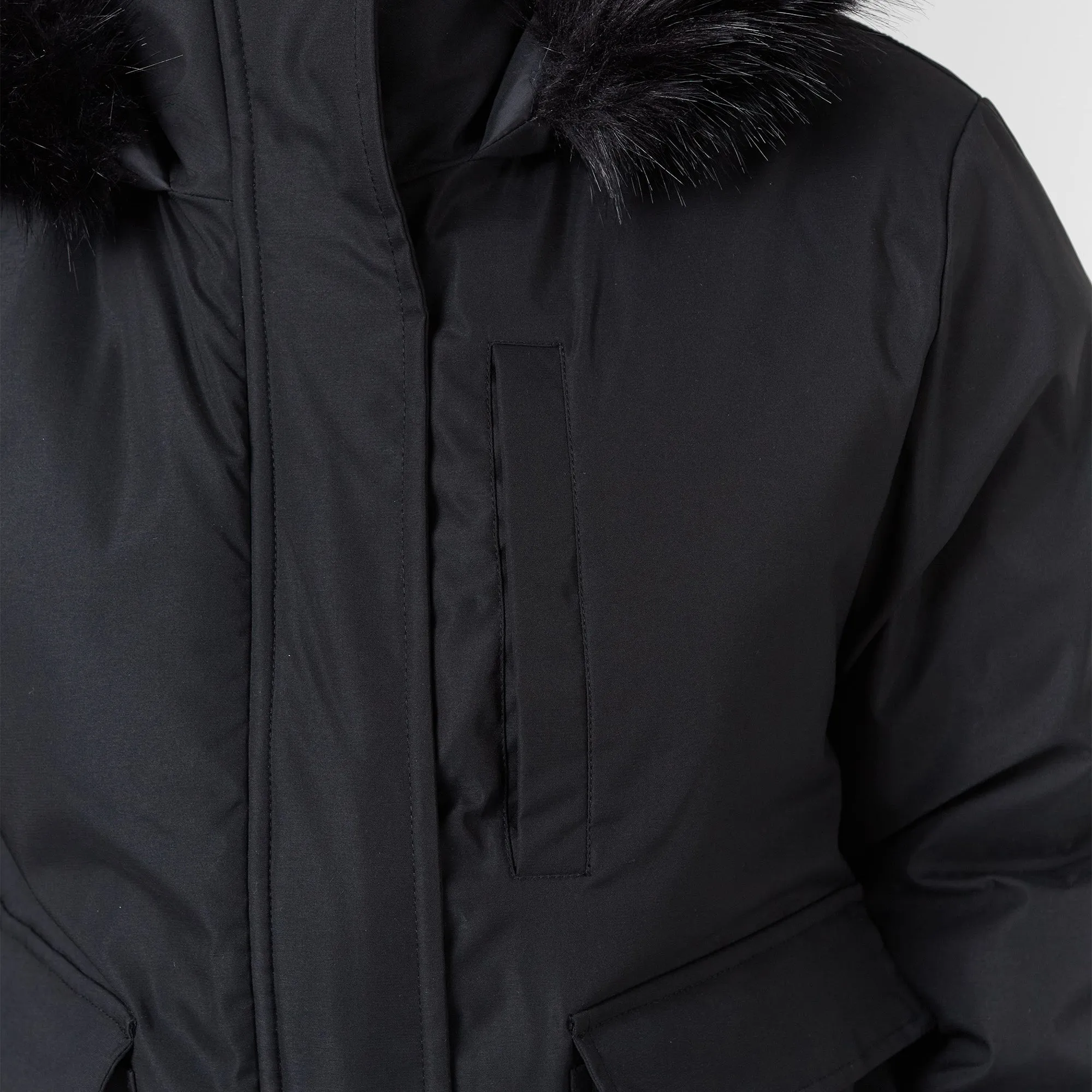 Faux Fur Cropped Parka | Black