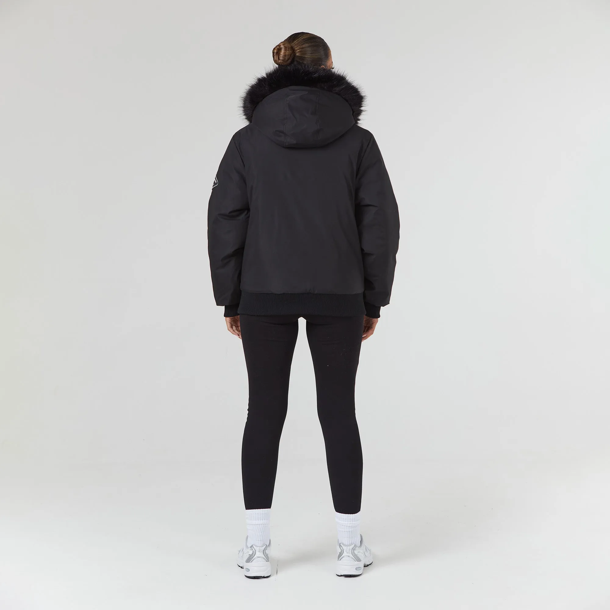 Faux Fur Cropped Parka | Black