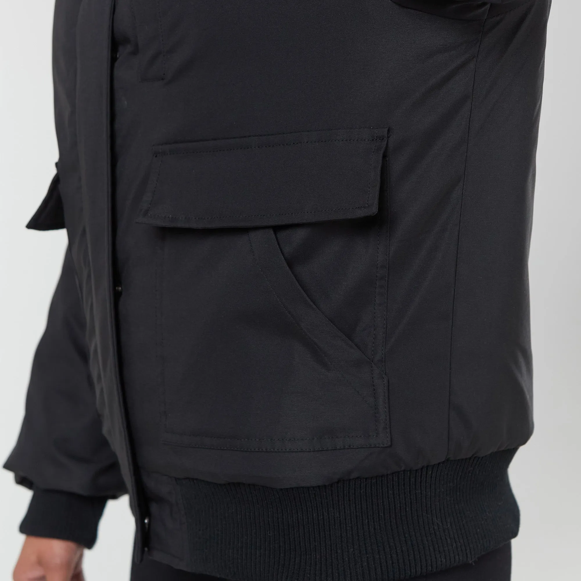 Faux Fur Cropped Parka | Black