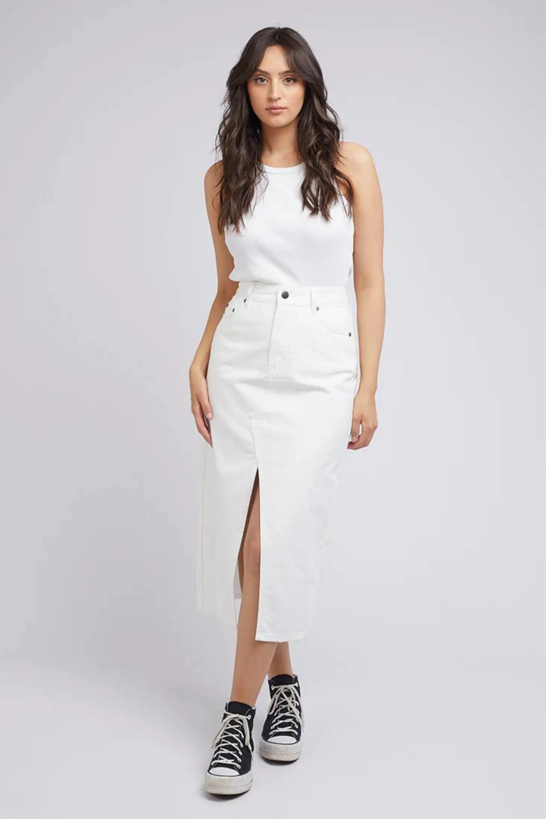 JESSIE MIDI SKIRT - Vintage White