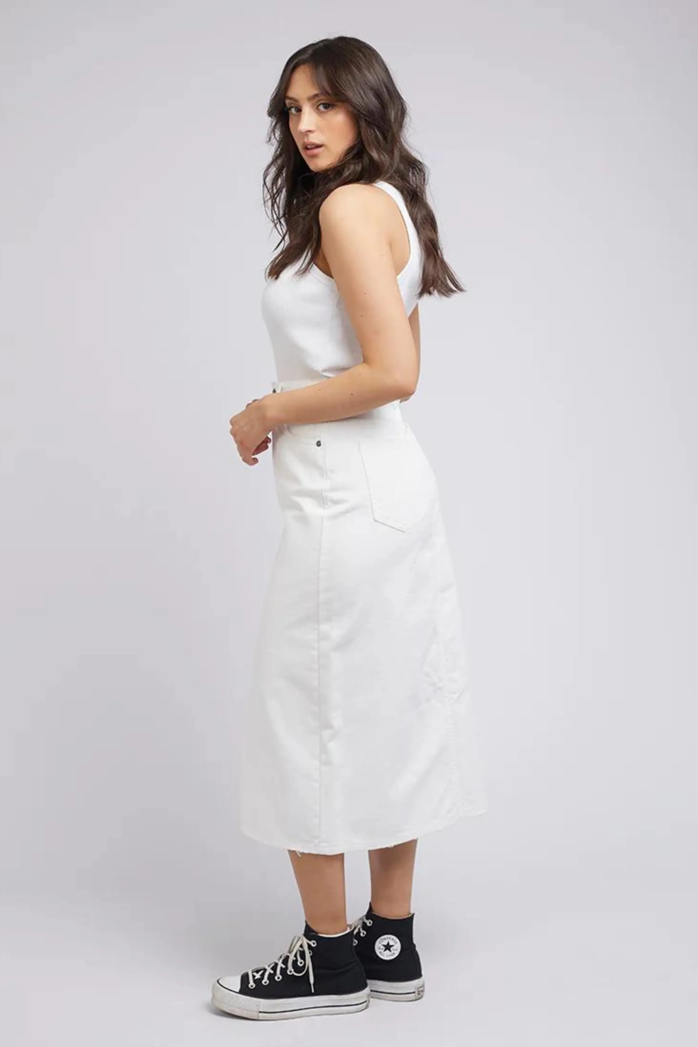 JESSIE MIDI SKIRT - Vintage White