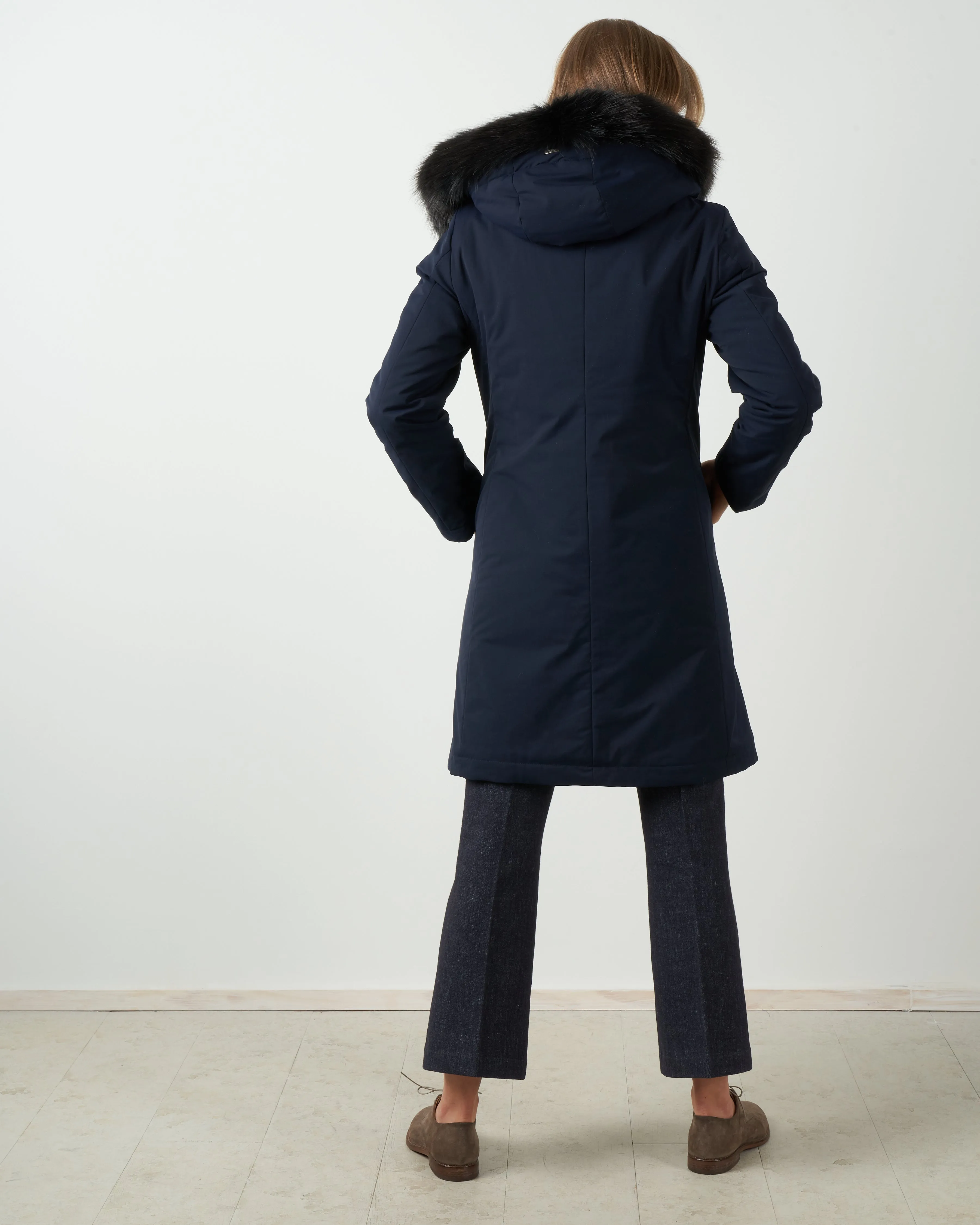 laminar coat with eco fur - navy