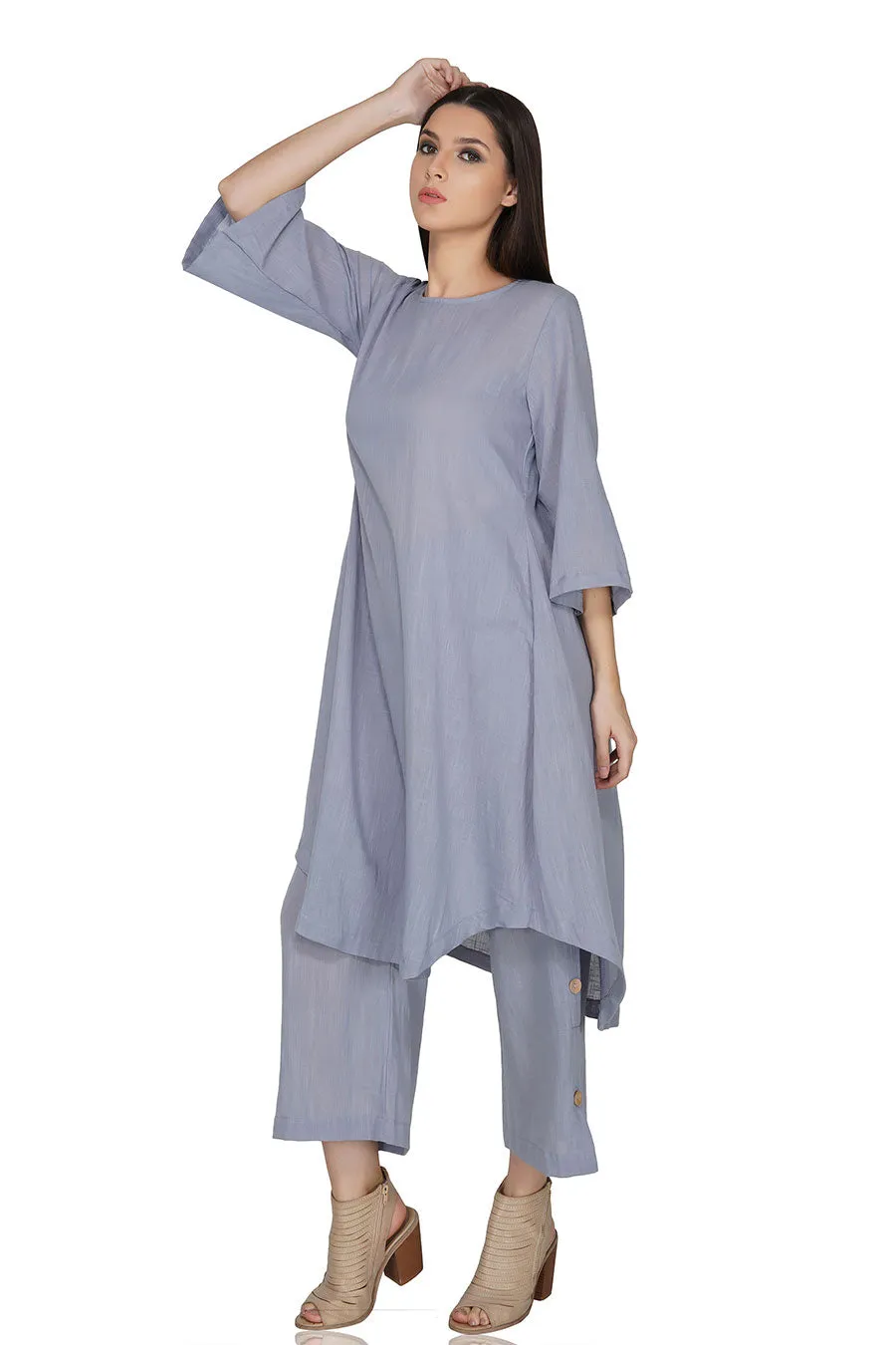 Lavender Loose Fit Cotton Kurta