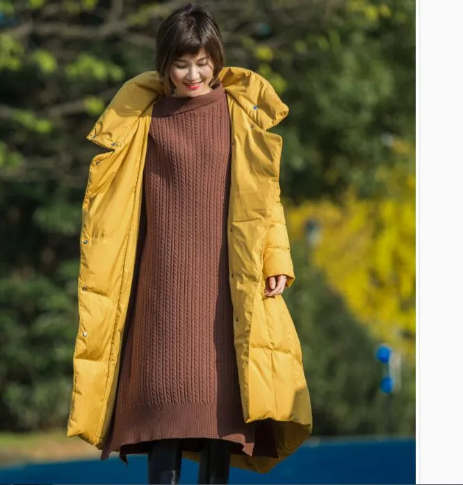 Long Winter Duck Down Jacket, Hooded Down Jacket Women Plus Size