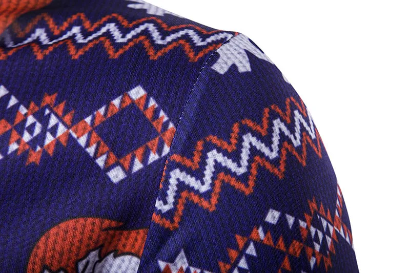 Men's  3D Santa Round Neck Long Sleeve Slim Printed T-shirt