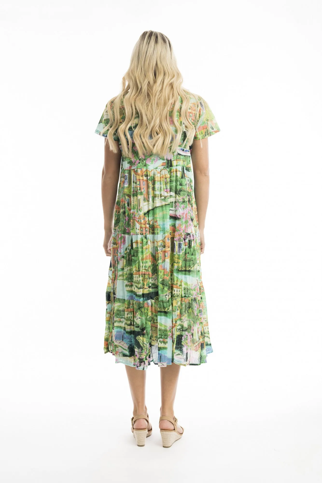 Orientique - Bellagio Square Neckline Midi Dress