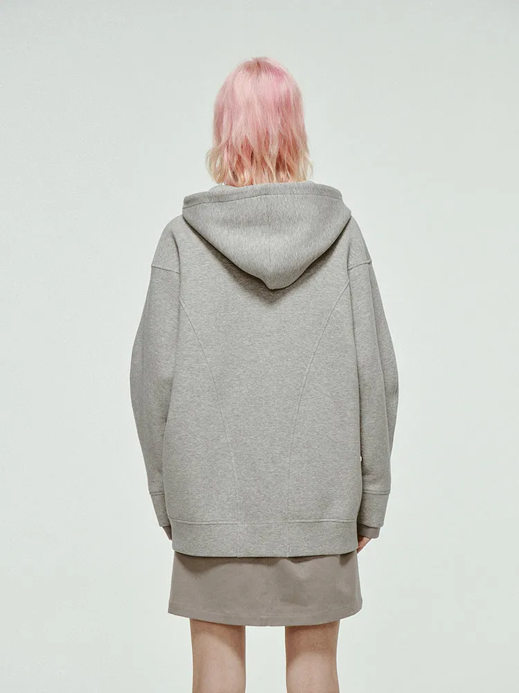 Oversize Casual Hoodie Sweat Simple Plain Chic Parka