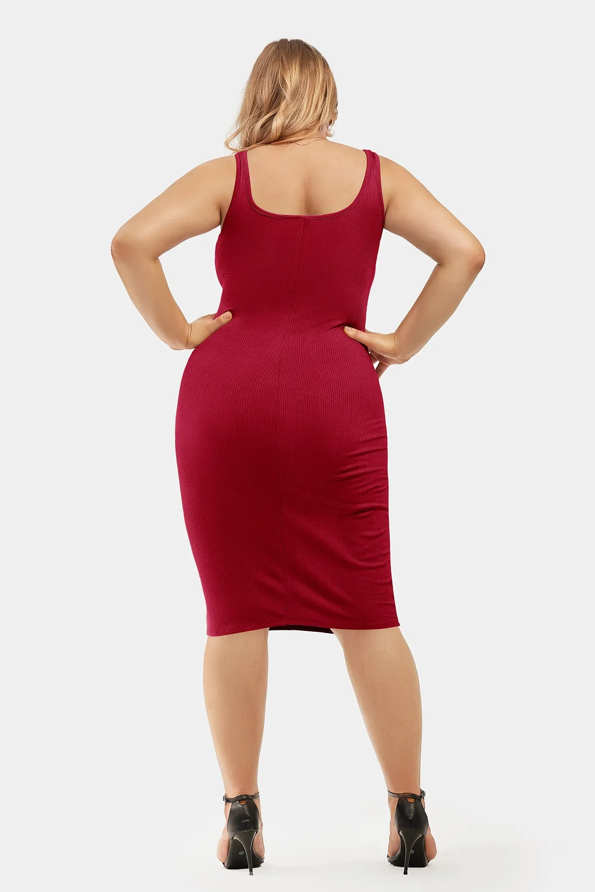 Plain Square Neck Bodycon Sexy Tank Dress