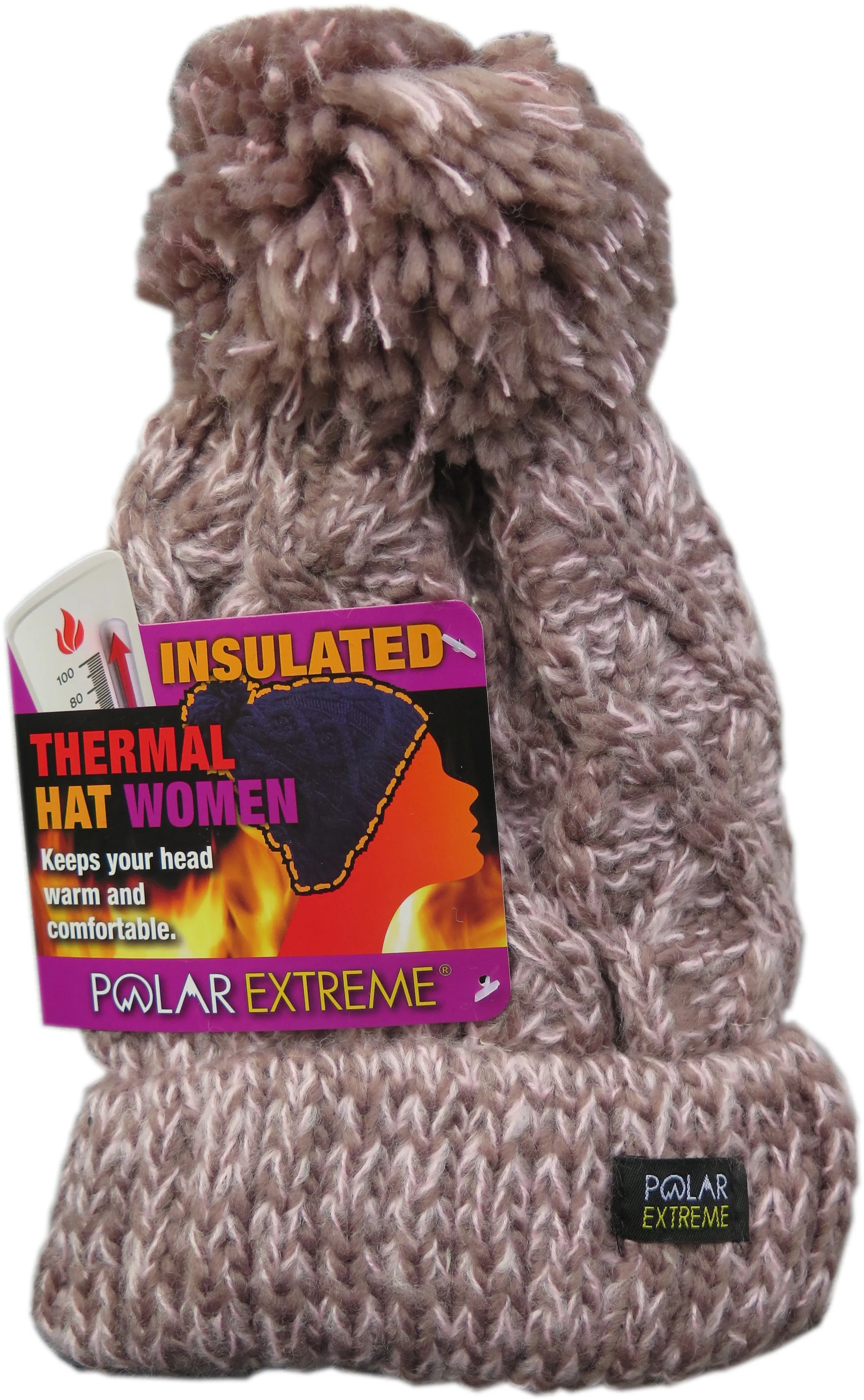 Polar Extreme Women’s Insulated Thermal Slouchy Beanie Hats With Cable Knit Pom Pom