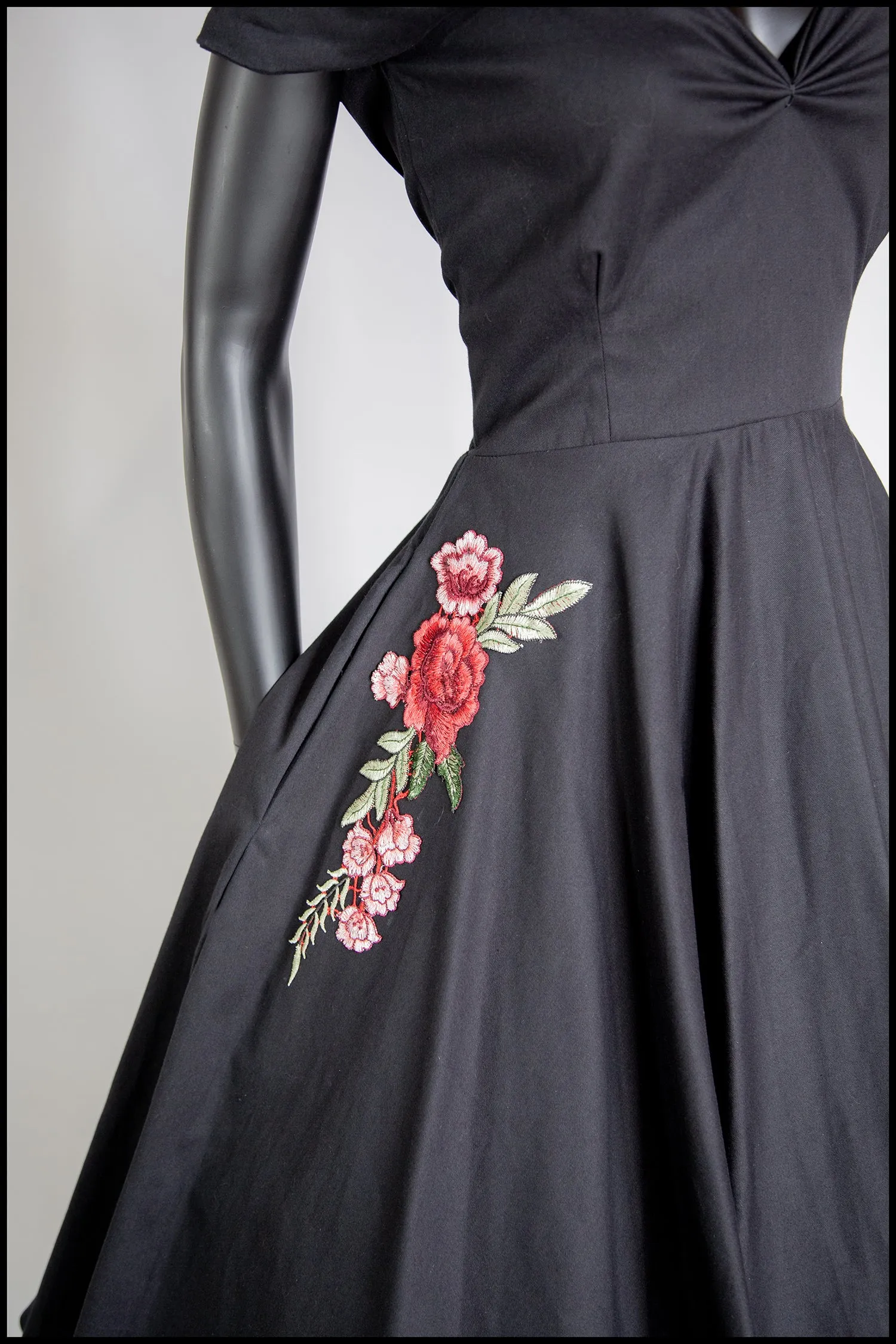 Rosa - Organic Black Cotton Midi Dress