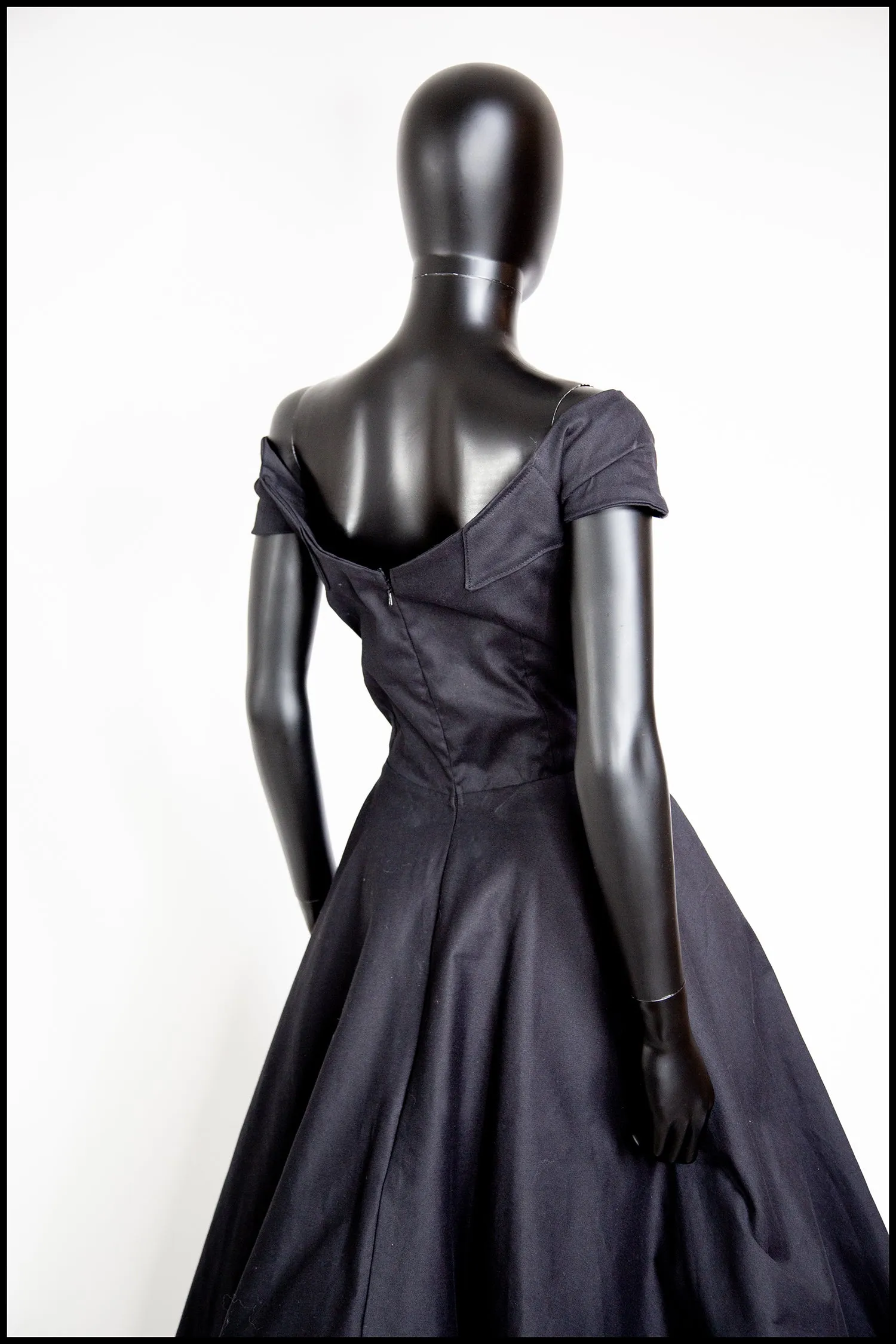 Rosa - Organic Black Cotton Midi Dress