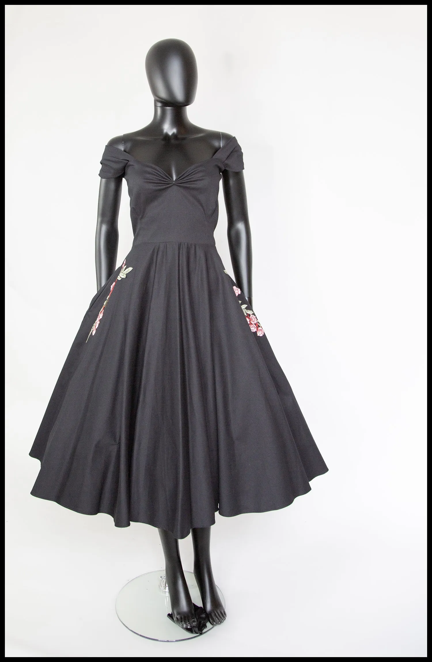 Rosa - Organic Black Cotton Midi Dress