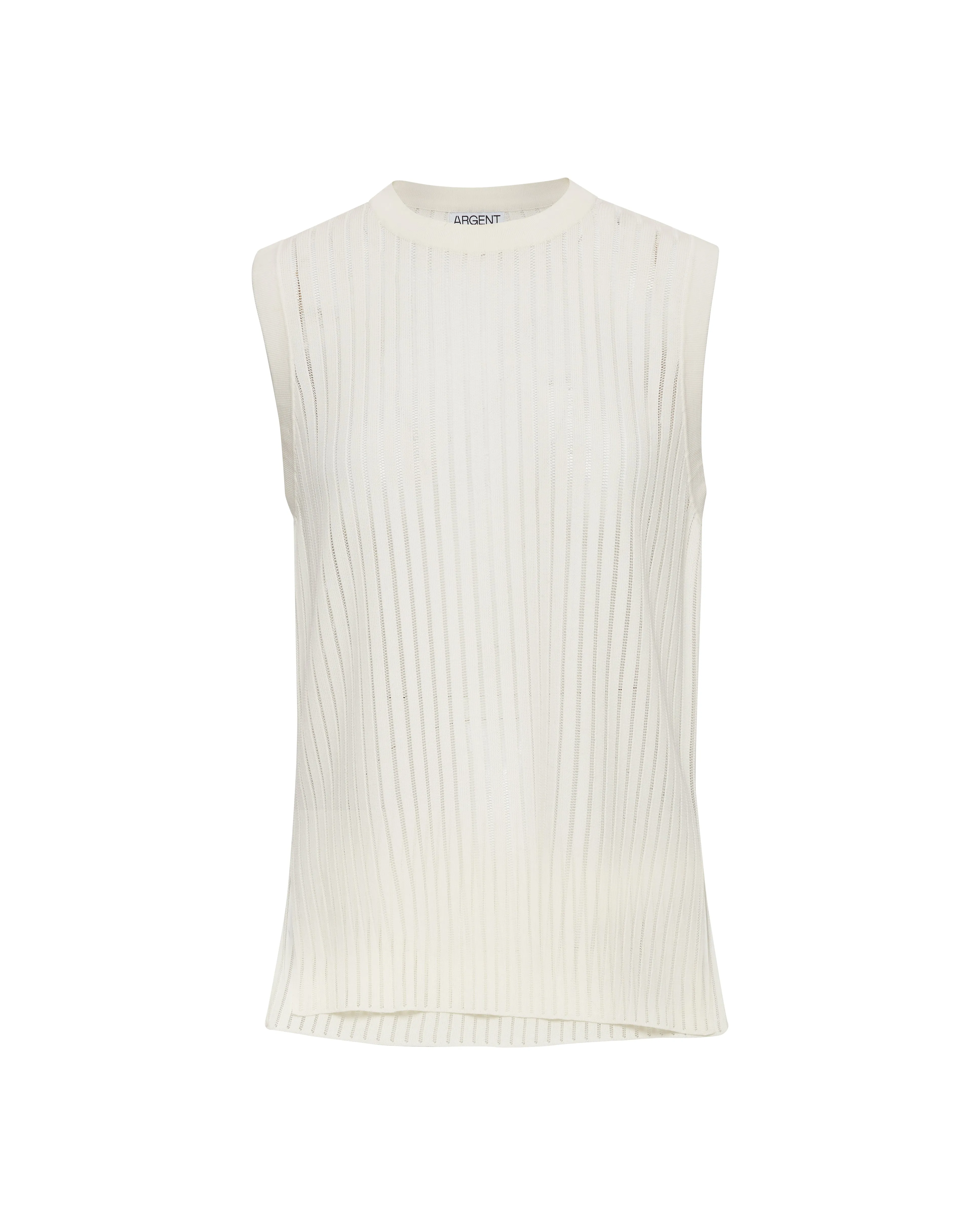 Sleeveless Stretch Crew in Mercerized Cotton | White