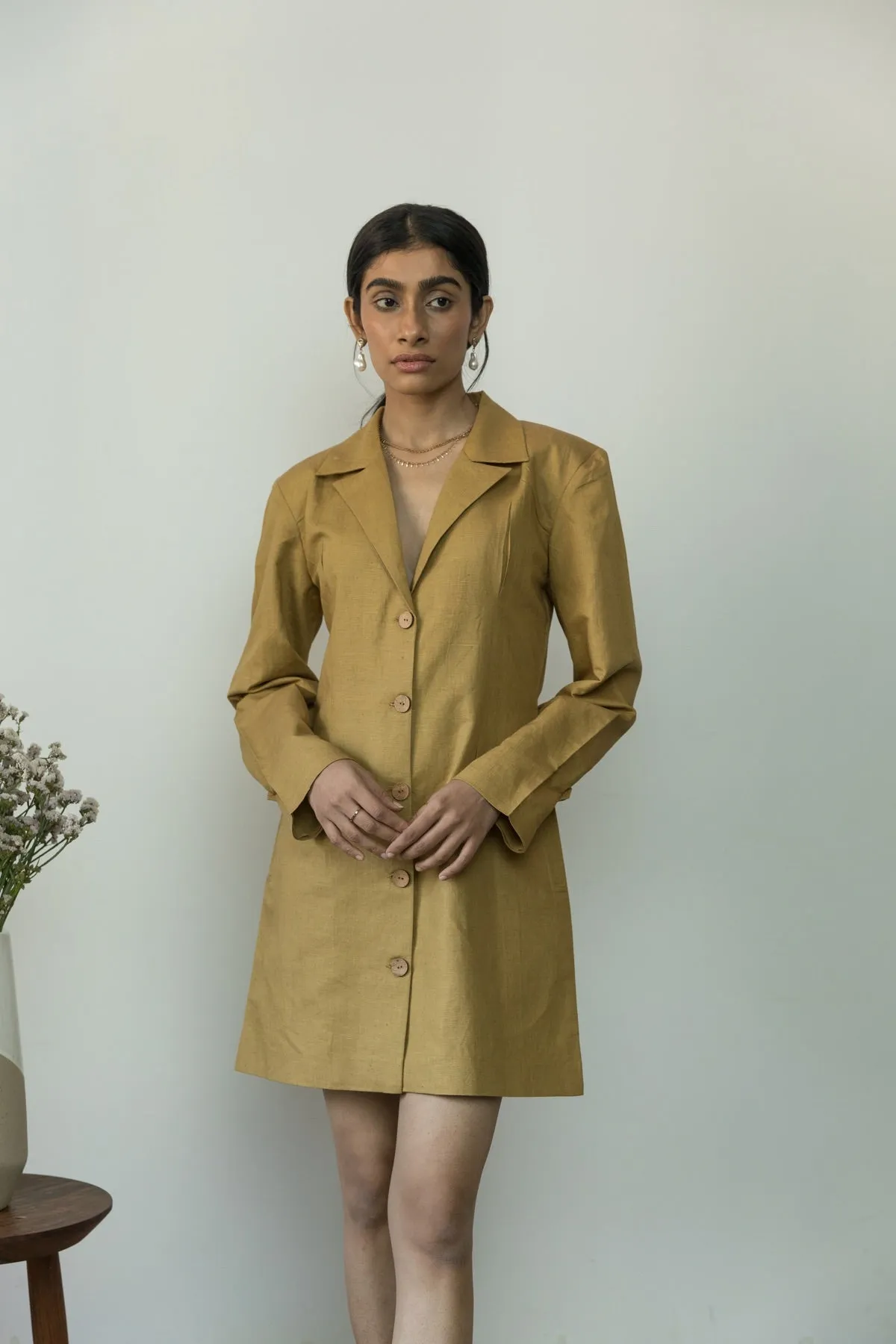 Slim-Fit Cotton Blazer hemp Cotton Dress