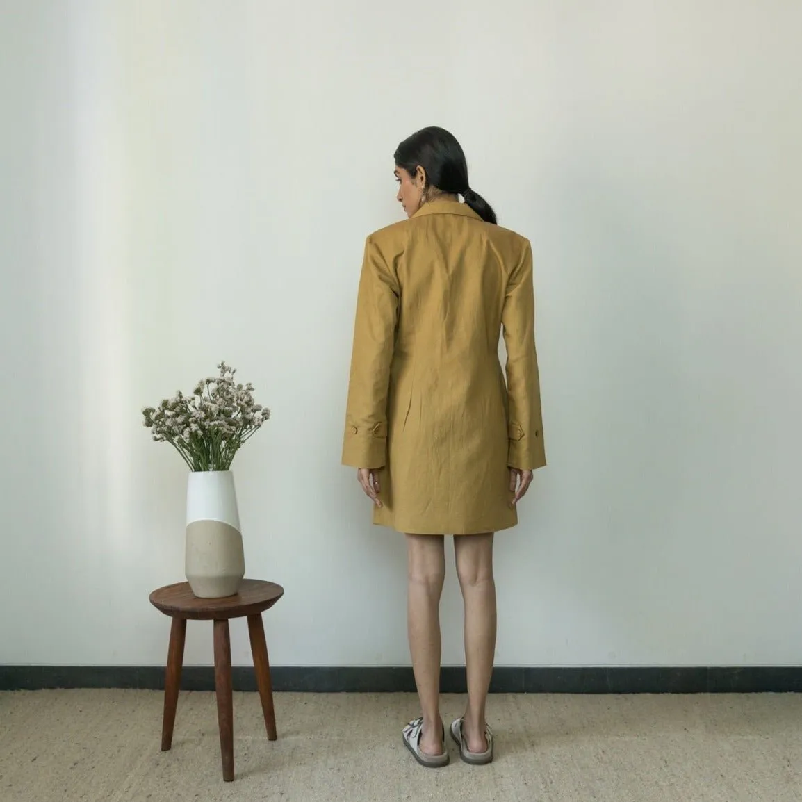 Slim-Fit Cotton Blazer hemp Cotton Dress