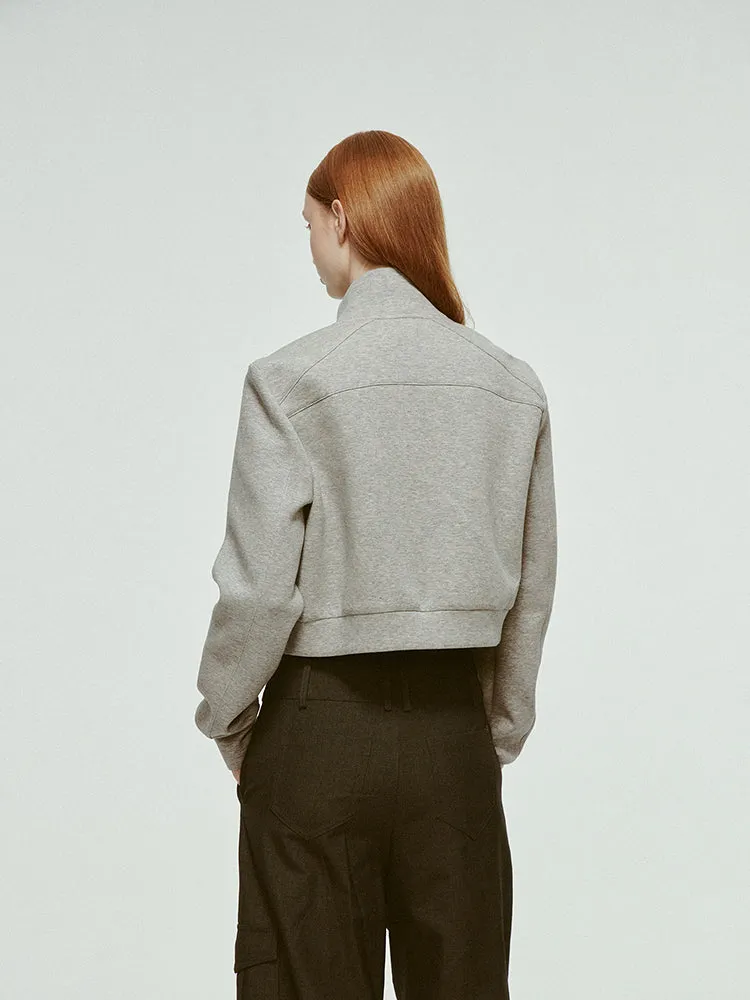 Stand-Collar Plain Sweat Casual Simple Chic Parka