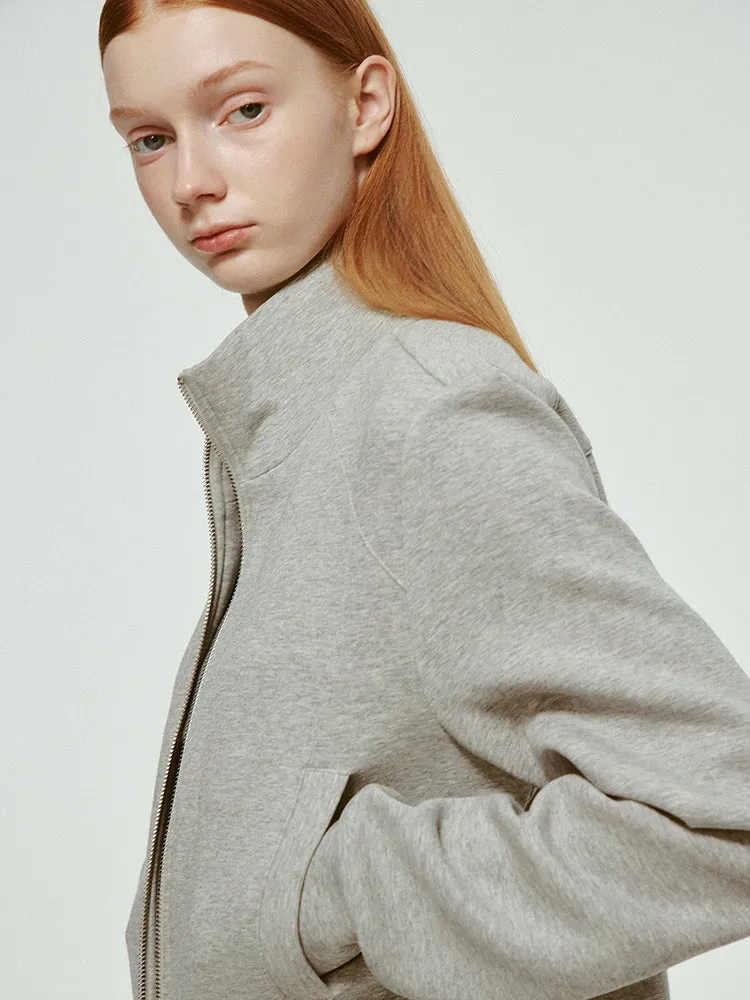 Stand-Collar Plain Sweat Casual Simple Chic Parka