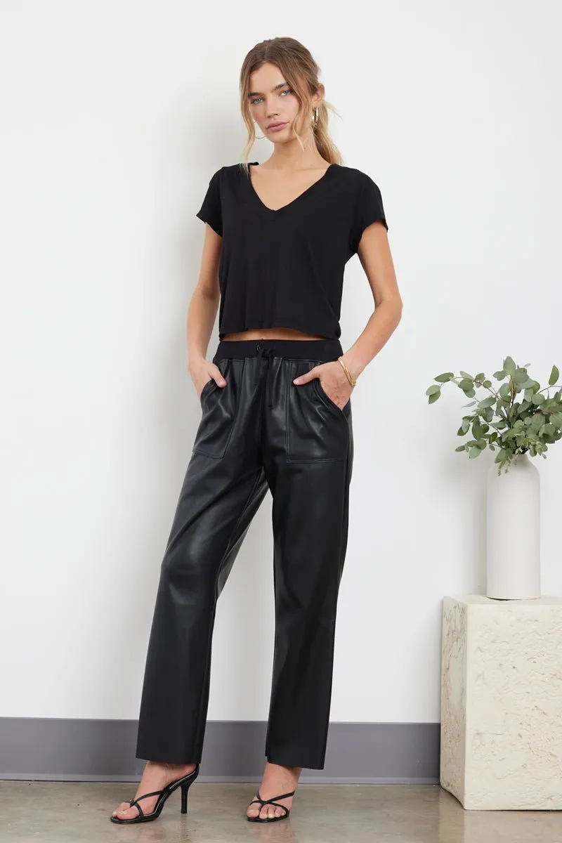 SURI ORGANIC DEEP V CAP SLEEVE TEE