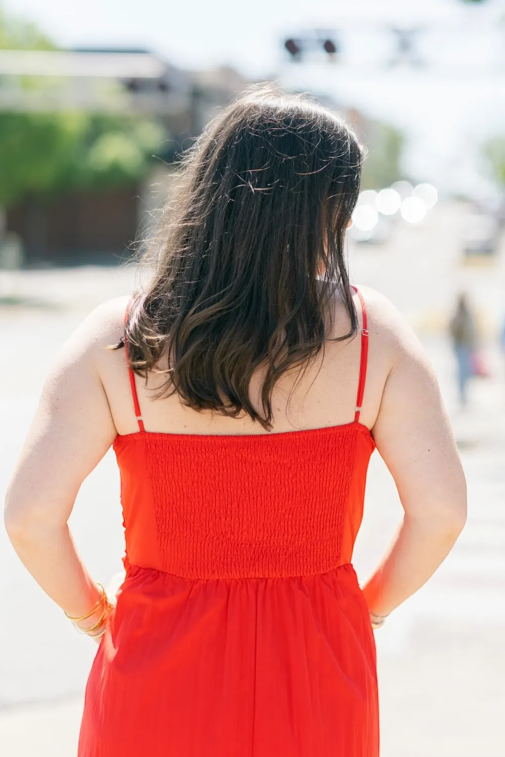 Suzie Shirring Detail Midi Dress