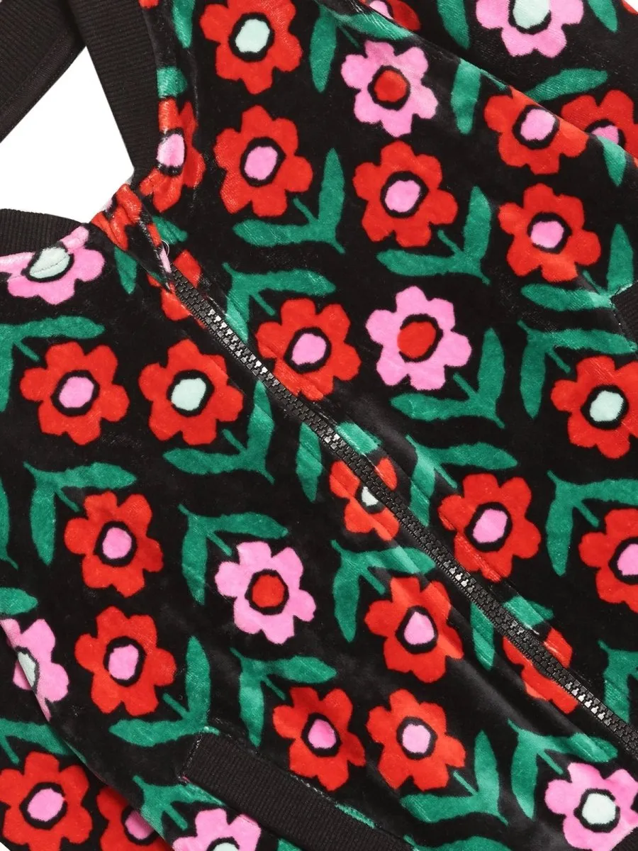 Vivid Floral Girls Velvet Bomber Jacket
