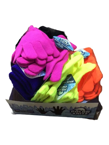 Winter Knit Hat Beanie and Glove Assortment Floor Display - 72 Pieces Per Retail Ready Display 88367